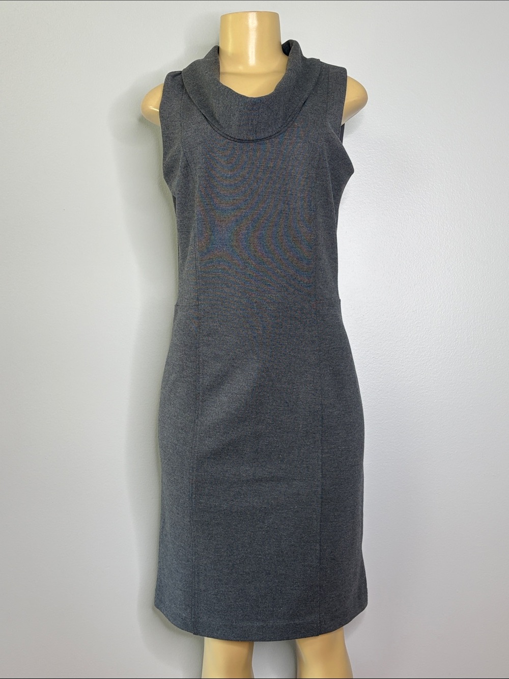 Adrienne Vittadini Sleeveless Gray Cowl Neck Sheath Dress Size 4